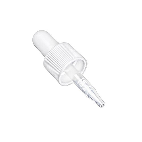 Pack of 12 Small Eye Droppers with a 18/415 Finish. White Bulb Fine Ribbed Closure, 1 11/16