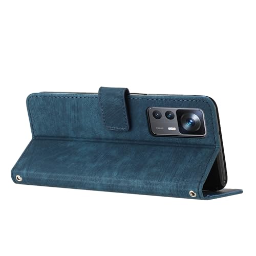 Étui pour Xiaomi 12T clapet flip cover bleu avec range carte