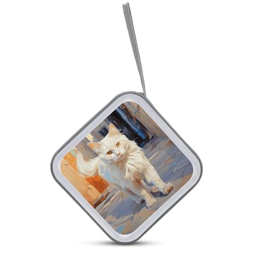Protégez vos CD et DVD avec style étuis rigides chat blanc x40