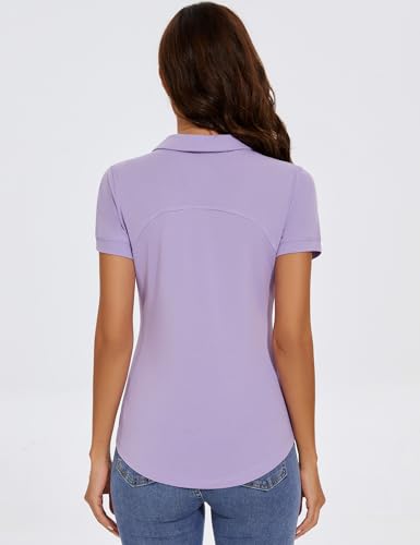Image of TFSDOD Womens Golf Polo Shirts Collared Short Sleeve T Shirt Lightweight Moisture Wicking Polo Casual 3 Buttons Outfits