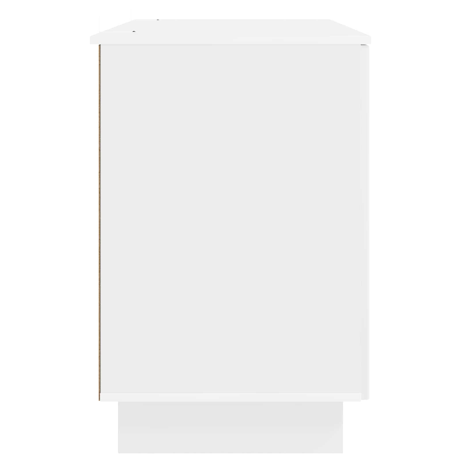 Scrivania bianco lucido in legno ingegnerizzato 142,5 x 50 x 75 cm con ripiano e cassetto, tavolo scrittoio per computer, postazione lavoro per ufficio, studio, smartworking, gaming
