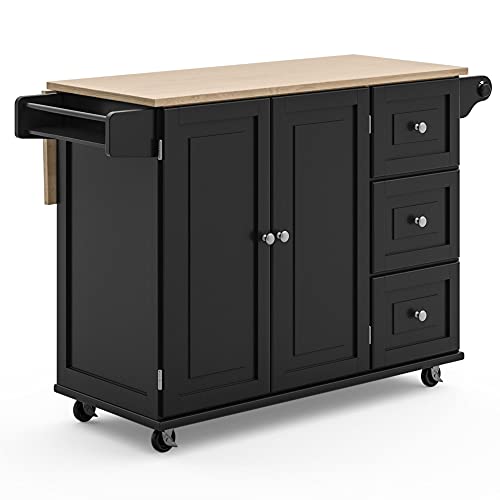 Homestyles Dolly Madison Black Mobile Kitchen Island Cart with Wood Drop Leaf Breakfast Bar by homestyles - Used condition - US$240.41