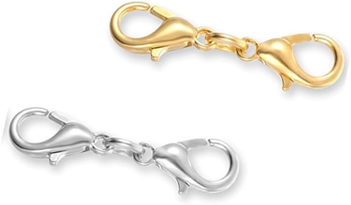 50 Pcs Double Lobster Claw Clasps Necklace Chain Extenders and Bracelet Connectors for DIY Jewelry Making(Silver and Gold) - Image 5