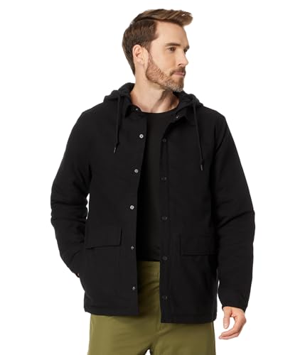 Volcom Jaqueta masculina padrão de flanela com capuz de flanela para snowboard, preta S4