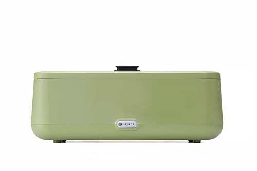 HENDI Chafing dish, UNIQ, mit GN1/1 Behälter, integrierter Glasdeckel, Temperaturbereich: von 35° bis 85°C, Warmhaltebehälter, Buffetwärmer, 12,5L, 220V/700W, 607x402x(H)250mm, Edelstahl, PP, grün – Bild 8