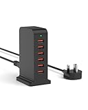 Qurzou Multi USB Charger,50W USB Tower Charging Station,Charger Plug with 6 Ports for iPhone 15/15 Pro/15 Pro Max/iPhone 14/14 Pro/14 Pro Max/13 Pro/13 Pro Max,Samsung,iPad,etc(black)