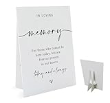 In Loving Memory Wedding Sign(8 x 11 Inch Table Sign with Holder) Minimalist Wedding Sign for Those Who Cannot Be Here Today, Wedding Memorial Sign -WEEDS16
