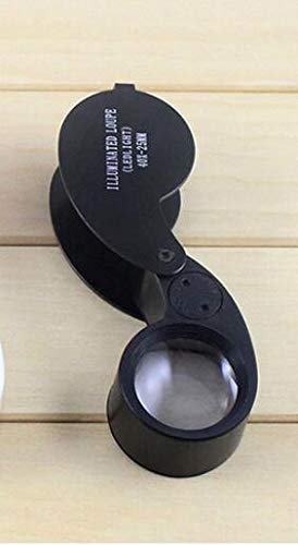 Loupe de bijoutier pliable 40x25 mm avec eclairage LED et lentille en verre