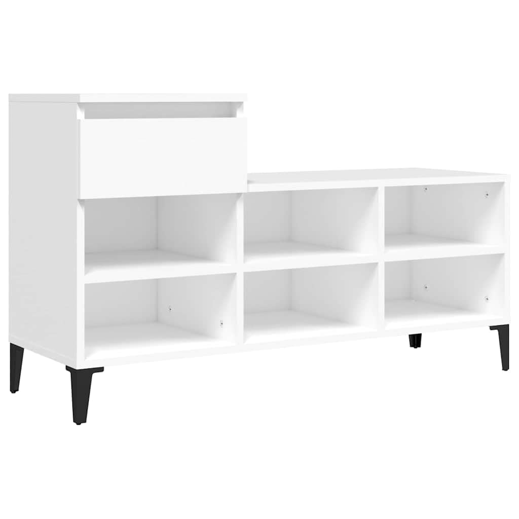Armoire à Chaussures Blanche 102x36x60 cm Bois d'Ingénierie avec Tiroir