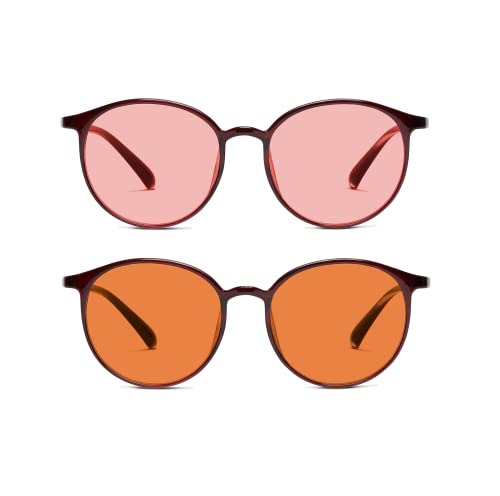 BRADDELL OPTICS 室内 FL-41 ローズ&アウトドア FL-60 ブラウン ティント 片頭痛 光感度メガネ 蛍光LEDグレア、光恐怖症、コンピューター使用用 標準