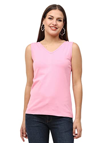 Image of Ecoline Clothing Eco-Friendly Women's Cotton Regular Fit Dual V Neck /Round Neck Tank Top, Yellow, Large