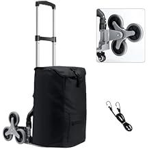 Shopping Cart with Wheels Foldable Lightweight, Cart for Groceries for Stair Climbing Telescoping Portable Large Capacity Convenient Storage, TPR Silent Wheel + Shopping Bag