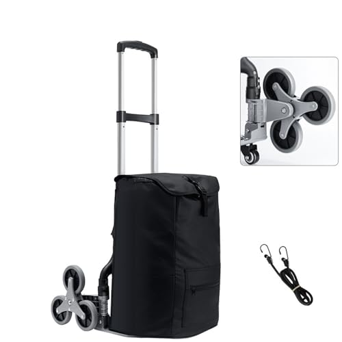 Carrello della spesa pieghevole con ruote, carrello della spesa di grande capacità, manico telescopico regolabile, struttura in metallo leggero, ruote silenziose in TPR, perfetto per shopping e scale