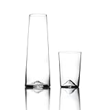 Sempli Monti Sonno Bedside Water Carafe and Glass Set - Elegant Hand Blown Carafe & Tumbler Set for Nightstand, Wine Decanter, Lead-Free Crystal, Artisan Designed - 29.25 oz / 12 oz