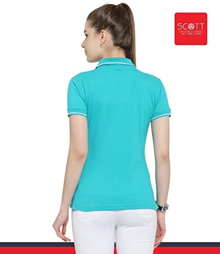Image of Scott International Women's Regular Fit 100% Pure Organic Cotton Polo T-Shirt | Womens Polo Collar Neck T-Shirt | Cotton Plain Polo Neck Half Sleeve T-Shirt | Tshirts for Women