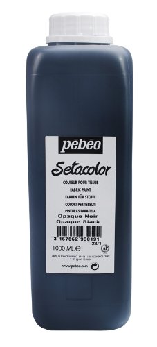 Peinture textile opaque noire Pebeo Setacolor en bidon de 1L pour la personnalisation de tissu