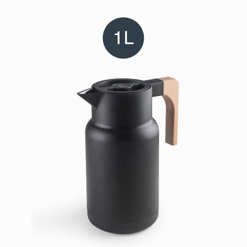 Miniatura 2 de Lacor - 62598 - Jarra Termo Wood Black, Termo Para Líquidos, Mantiene El Frío Y Calor, Polipropileno, Doble Pared Con Capa De Vidrio En El Interior, Tapa Aislante, Capacidad: 1 L, Negro