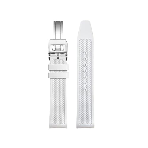 IWC�|���g�K��IW371609 1620�V���[�Y�t�b�f�S���E�H�b�`�u���X���b�g�E�H�b�`�o���h20mm�ƌ݊����̂��郁�^���J�[�u�G���h�D��FKM���o�[�X�g���b�v(White silver fold)