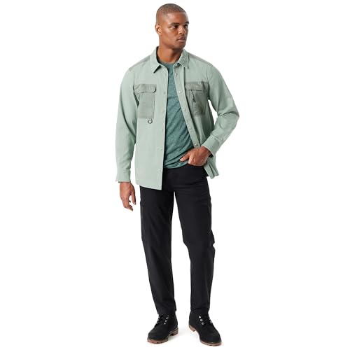 Image of BASS OUTDOOR Men's Stretch Worker Snap Front Shacket With Double Chest Pockets Standard