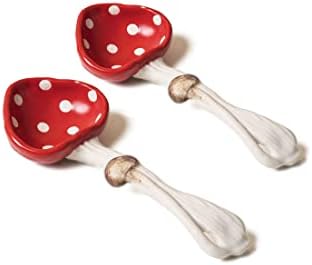 RESVUGA Cute Mushroom Spoons - Soup Spoon Set of 2, Safety Matt Ceramics - Use for Dessert, Breakfast, Soup.
