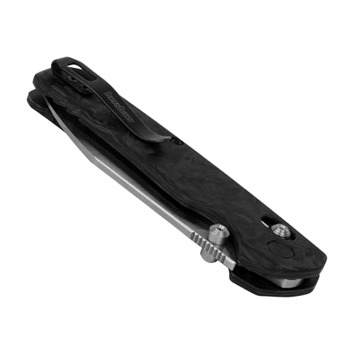 Image of Kershaw Bel Air XL Carbon Fiber Folding Pocket Knife, Made in USA, 3.4 Inch CPM MagnaCut Steel Two-Tone Reverse Tanto Blade, EDC with KVT Opening, DuraLock, Carbon Fiber Handle, Deep-Carry Pocketclip