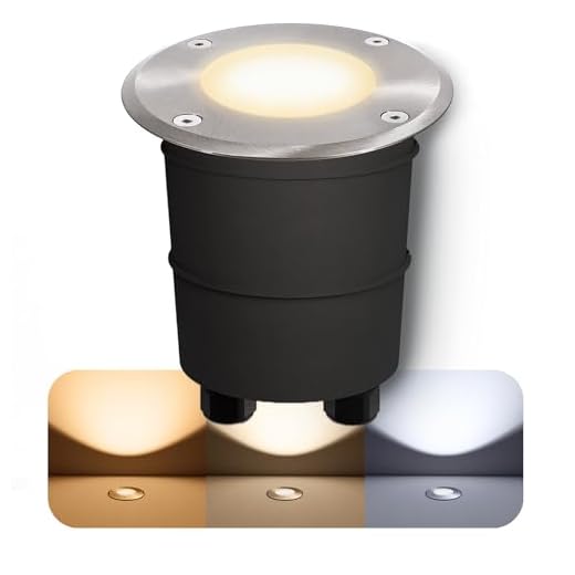 MARNE LED Bodeneinbauleuchte aussen GU10 - mit LED GU10 3W warmweiß 230V - runder Bodenspot IP67 befahrbar & betretbar