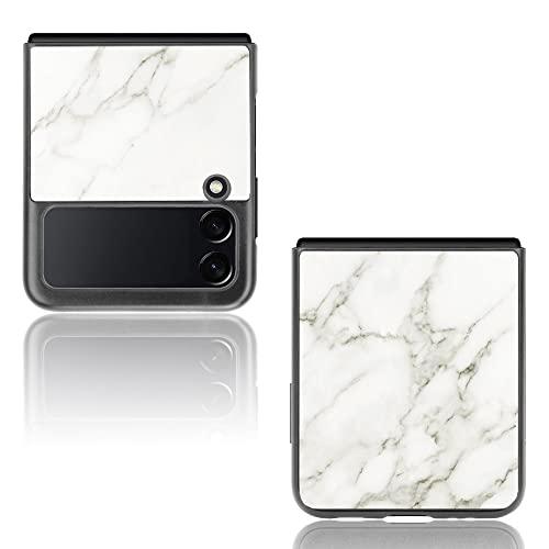 Ac.y.c Compatible With Samsung Galaxy Z Flip 3 Case 2021,Galaxy Z Flip 3 Case Pu Leather And Hard Pc Slim Durable Protective Phone Case Cover For Samsung Galaxy Z Flip 3 5G 2021 (White Marble) #TOP3