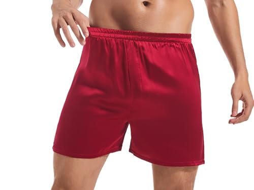 HOUDE Men's 100% mulberry silk boxer briefs,breathable,silky smooth, comfortable and luxurious,