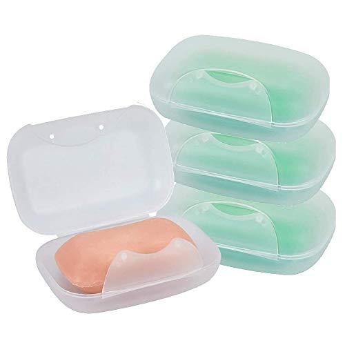 Vonpri Soap Box Holder, Soap Dish Soap Savers Case Container for Bathroom Camping Gym 4Pack (Clear)