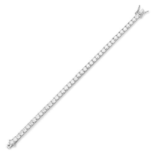 Amazon Essentials Plated Sterling Silver Round Cut Cubic Zirconia Tennis Bracelet (previously Amazon Collection)3