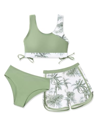 Mädchen 3-teiliger Badeanzug mit Shorts, Tankini-Set, Strand, Athletisch,...