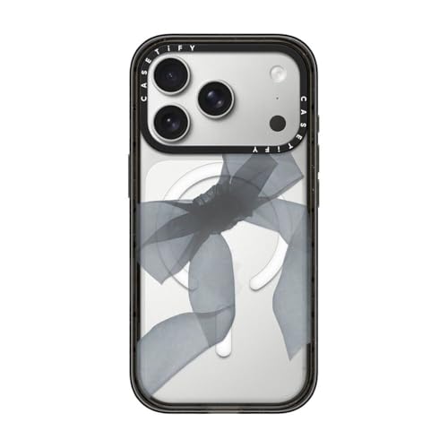 CASETiFY �C���p�N�giPhone 17 Pro �P�[�X [MagSafe�Ή�/���^ �y��/�ϏՌ�] - Black Organza Ribbon - �N���A �u���b�N