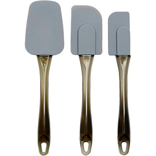 Amazon Basics Lot de 3 spatules en silicone, Gris/Or