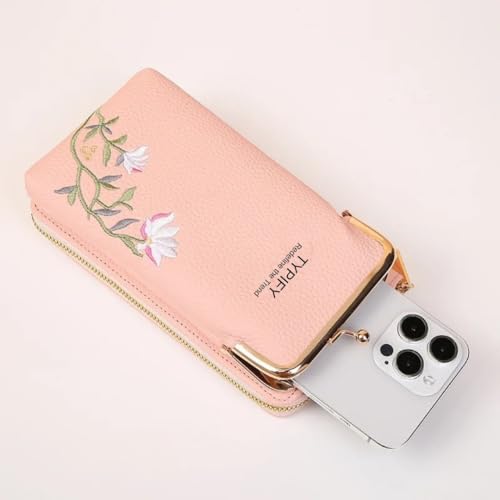 Image of TYPIFYWomen's Mobile Sling Bag with Wallet | PU Leather Crossbody Pouch with Floral Embroidery | Lightweight Shoulder Purse for Girls & Ladies | Gift for Her