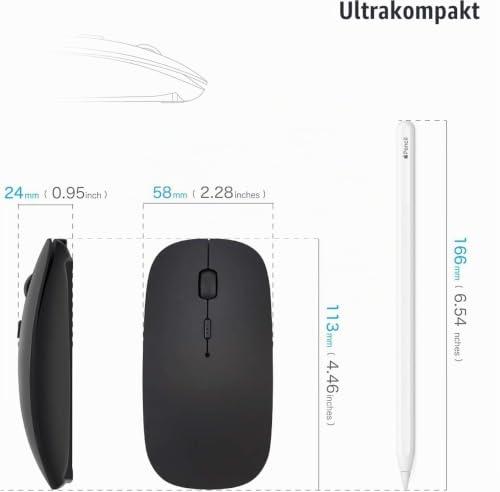 AE WISH ANEWISH Bluetooth Maus mit Jiggler fur Mac/iPad/iPhone/PC/Computer, wiederaufladbar geräuschlos Mini Kabellose Maus für… – Ansicht 5