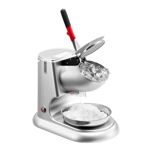 Miniatura 9 de Vevor Trituradora De Hielo Eléctrica 100 Kg H Con 4 Cuchillas, Para Granizados, De Acero Inoxidable, Con Recipiente Y Tapa, 2000 Rpm, Para Uso Doméstico Y Comercial, Plata, 390 X 225 X 295 Mm