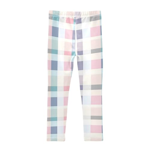 Colorful Checked Pattern Girls Leggings Ultra Soft Compression Yoga Gym Pants for Kids 4-10T2