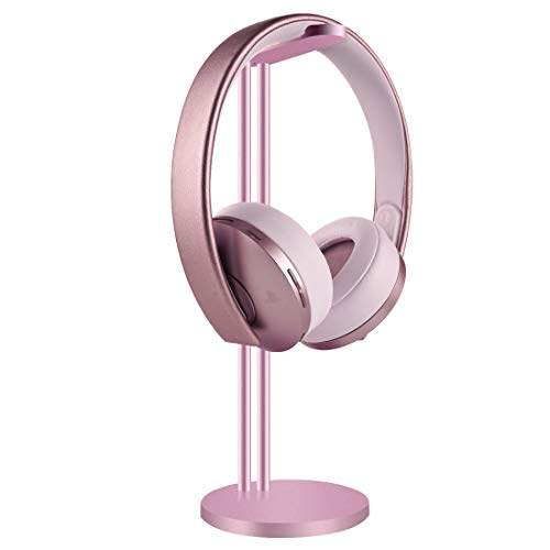 Geekria Headphone Desktop Stand Headset Holder, Earphone Stands for All Headsets Such as HyperX Gaming Headphones, Bose/Beats/Sony/Senheiser Music Headphones (Rose Gold)