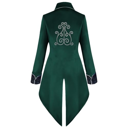 KDAFJLKD Medieval Clothing Men's Costumes Steampunk Jacket, Victorian Gothic Tailcoat, Halloween Pirate Vampire Costumes (Green, Small) by KDAFJLKD - Used condition - Image 3