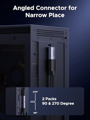Image of UGREEN 10K 8K@60Hz HDMI 2.1 Right Angle Up and Down Male to Female Adapter 2 Pack, 4K@240Hz High Speed L-Shaped Connector 3D HDR VRR 48Gbps Compatible with HDTV Roku Stick Chromecast Laptop PC Switch
