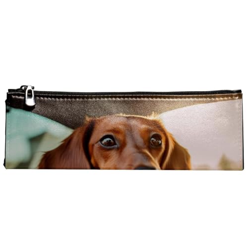 Astuccio per matite astuccio estetico cane in macchina per marrone