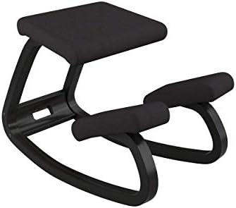 Varier Variable Balans Original Kneeling Chair Designed by Peter Opsvik (Black Revive Fabric with Black Ash Base)