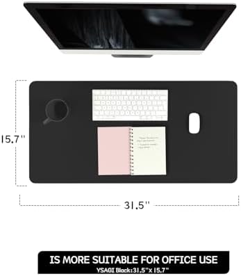 Non-Slip Desk Pad,Mouse Pad,Waterproof PVC Leather Desk Table Protector,Ultra Thin Large Desk Blotter, Easy Clean Laptop Desk Writing Mat for Office Work/Home/Decor(Black, 31.5" x 15.7") - 1