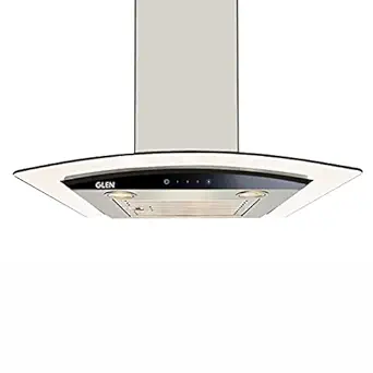 Glen 60 cm 1000 m3/hr Curved Glass Wall Mount Kitchen Chimney Touch Controls Baffle Filter (6071 EX TS Silver)
