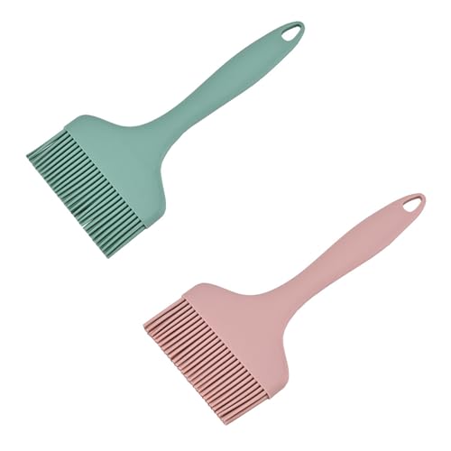 Extra großer Silikon-Pinsel - hitzebeständiger, extra breiter Marinadenpinsel - spülmaschinenfester Ölpinsel zum Kochen, Backen, Grillen und Auftragen von Öl(Pink, grün)