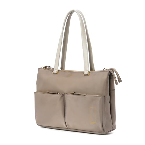 Image of MOKOBARA The Bliss Tote Bag for Women | Premium Nylon & Vegan Leather Office Handbag | Fits 15.6 Inch Laptop | Water Resistant Shoulder Bag with Detachable Strap