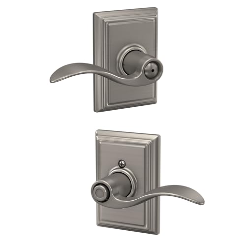 Schlage F40 ACC 619 ADD Accent Door Lever with Addison Trim, Bed & Bath Privacy Lock, Satin Nickel