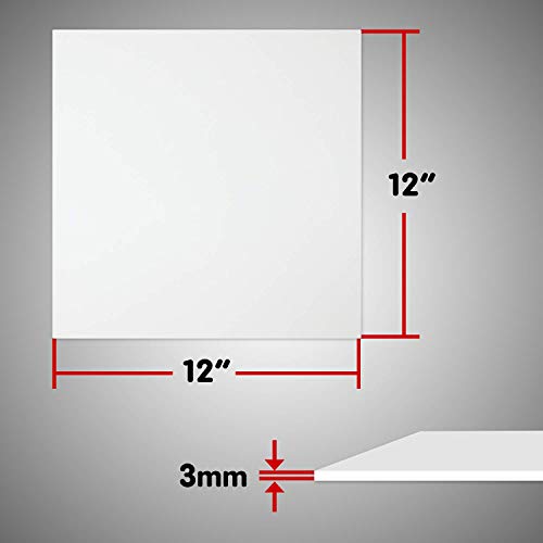 3 Pack 12" X 12" X .12" White Acrylic Sheet, Plexiglass Sheets, Highly Versatile, Light Weight And High Impact Strength, White Plastic Sheets Made In Usa #TOP5
