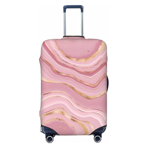 Spandex Travel Luggage Cover Printed Art Gold Pink Abstract放大 Double-Sided Suitcase Protector Bag,Dust-Proof Cratch-Resistant Washable Baggage Covers For Kid Adult,Medium - Main Image