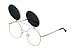 J&L Glasses Retro Flip-Up Round Goggles Seampunk Sunglasses (Golden,Black, Clear)